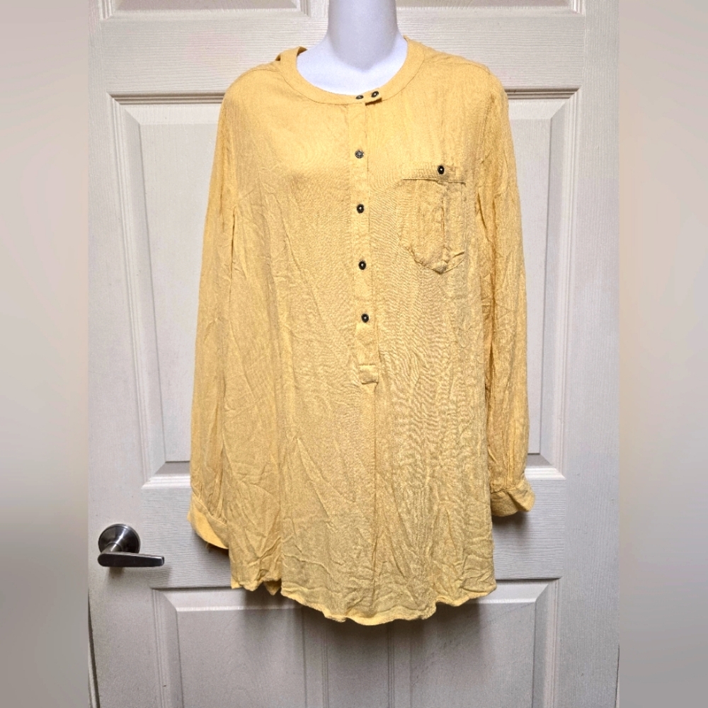 Womans Free People Flowy Tunic Blouse Yellow NWT SzMed
